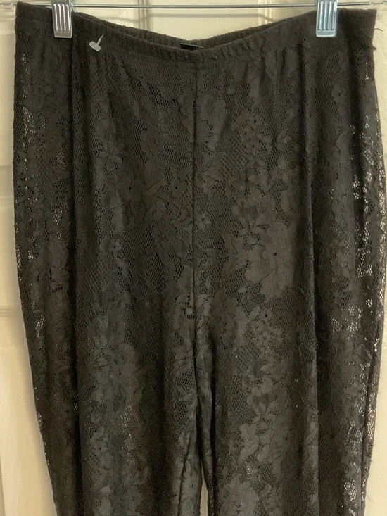 🤩SHEIN Women’s Black Lace Elastic Waist Straight pants - size 6 - Picture 4 of 9